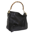 GUCCI Bamboo Hand Bag Leather 2way Black 61244
