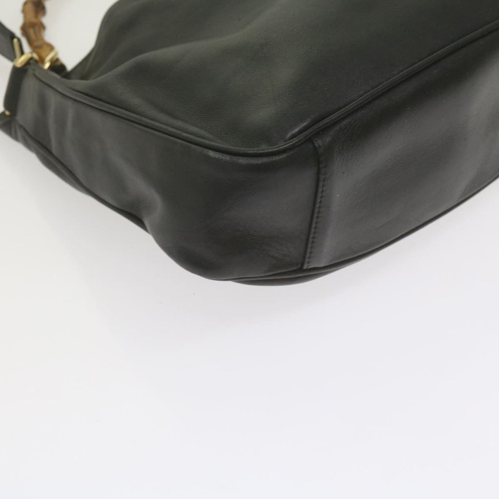 GUCCI Bamboo Hand Bag Leather 2way Black 61244