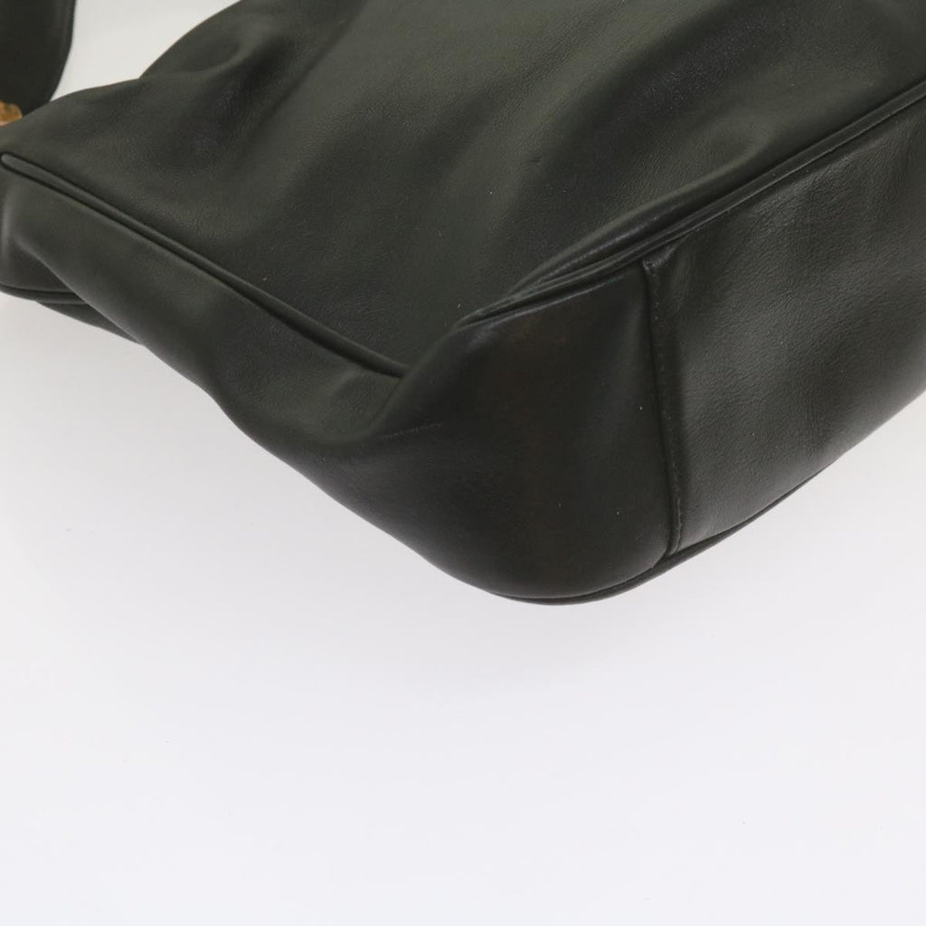 GUCCI Bamboo Hand Bag Leather 2way Black 61244