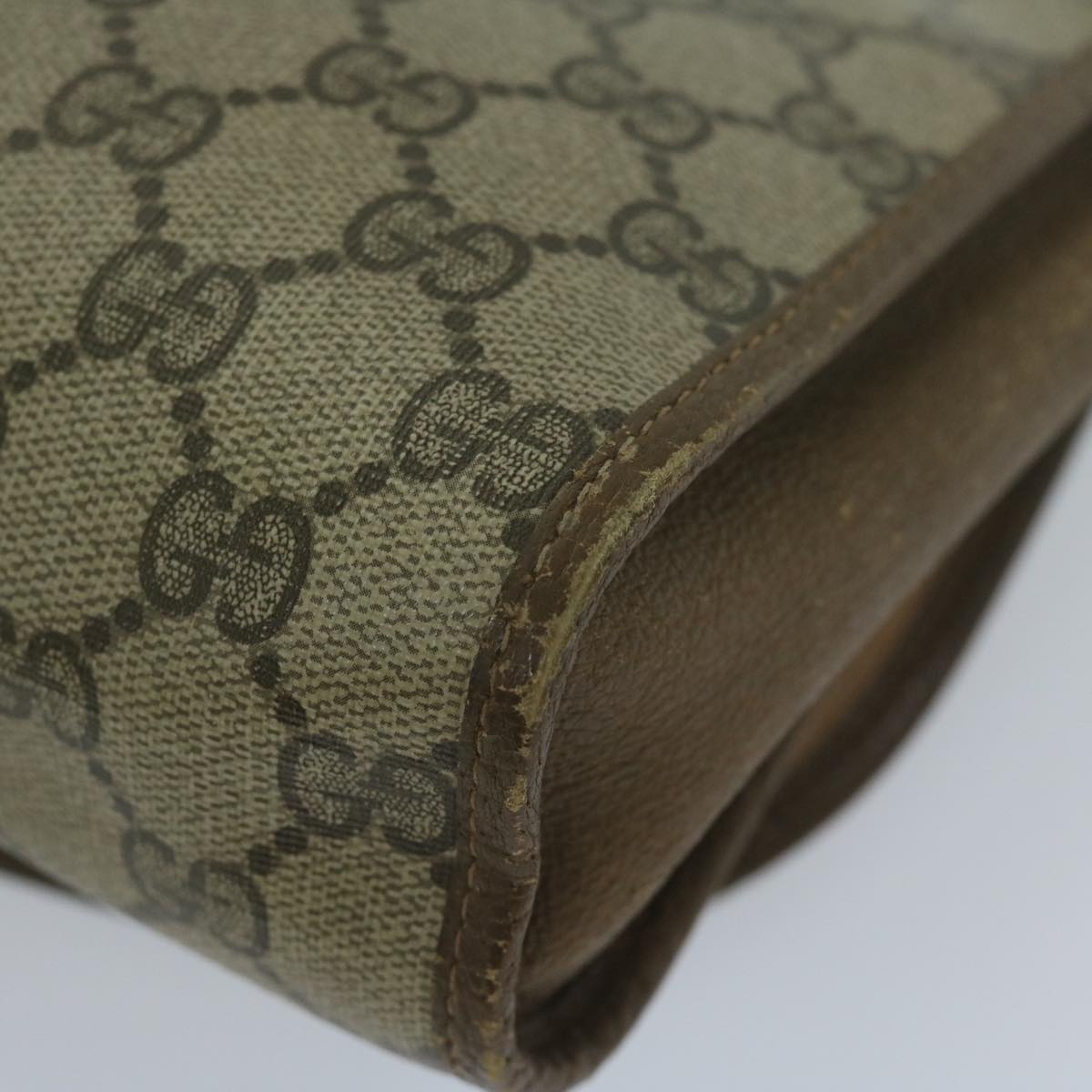GUCCI GG Canvas Web Sherry Line Clutch Bag PVC Beige Green Red 61258