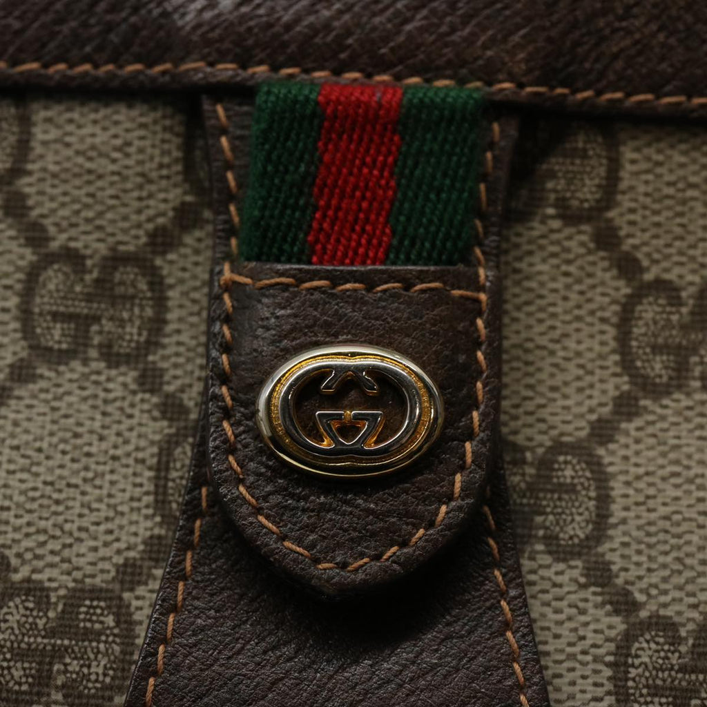 GUCCI GG Supreme Web Sherry Line Clutch Bag Beige Red 156 01 033 61313