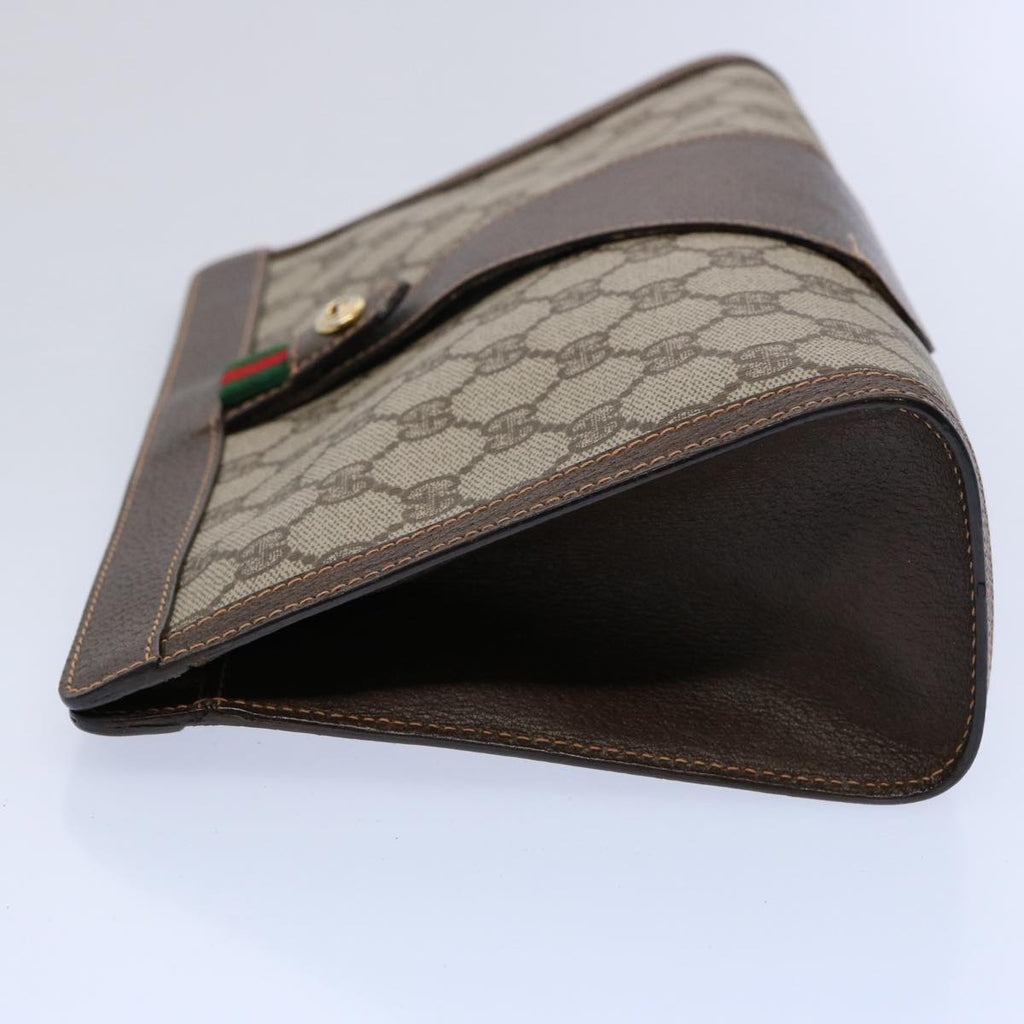 GUCCI GG Supreme Web Sherry Line Clutch Bag Beige Red 156 01 033 61313