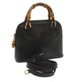 GUCCI Bamboo Hand Bag Leather 2way Black 007 2032 0231 61324