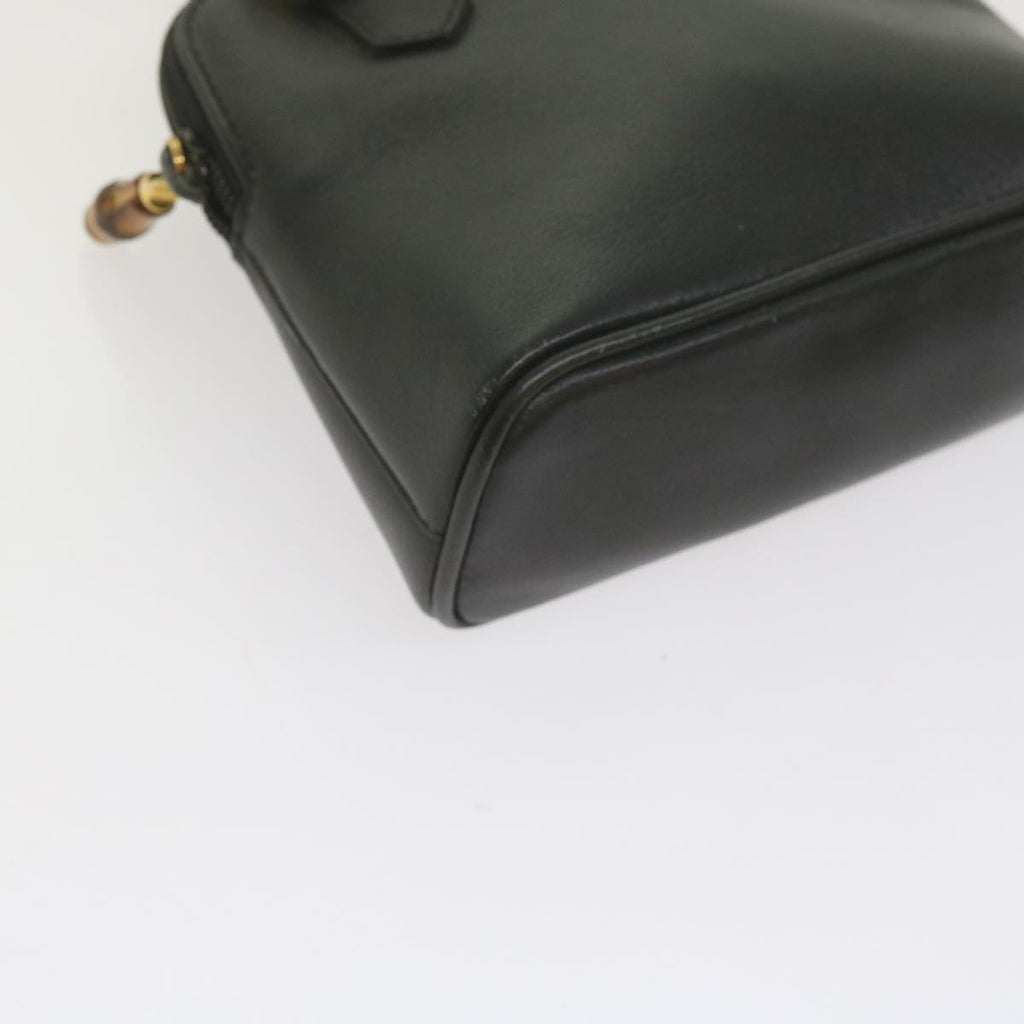 GUCCI Bamboo Hand Bag Leather 2way Black 007 2032 0231 61324