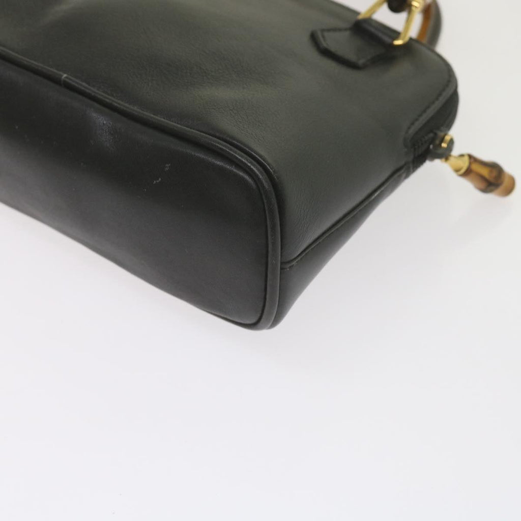 GUCCI Bamboo Hand Bag Leather 2way Black 007 2032 0231 61324