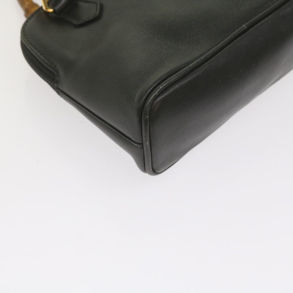 GUCCI Bamboo Hand Bag Leather 2way Black 007 2032 0231 61324