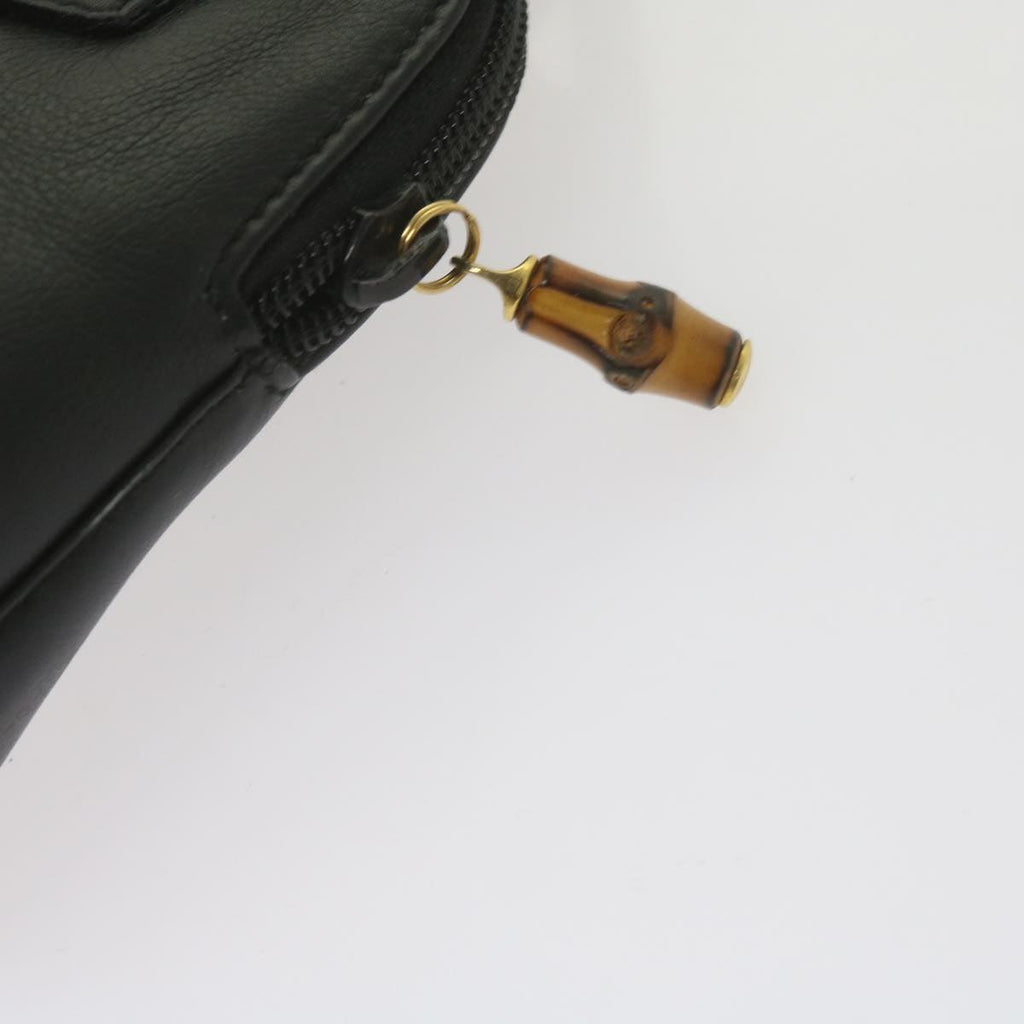 GUCCI Bamboo Hand Bag Leather 2way Black 007 2032 0231 61324