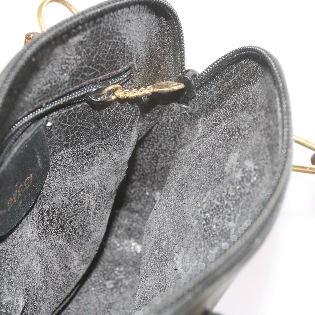 GUCCI Bamboo Hand Bag Leather 2way Black 007 2032 0231 61324