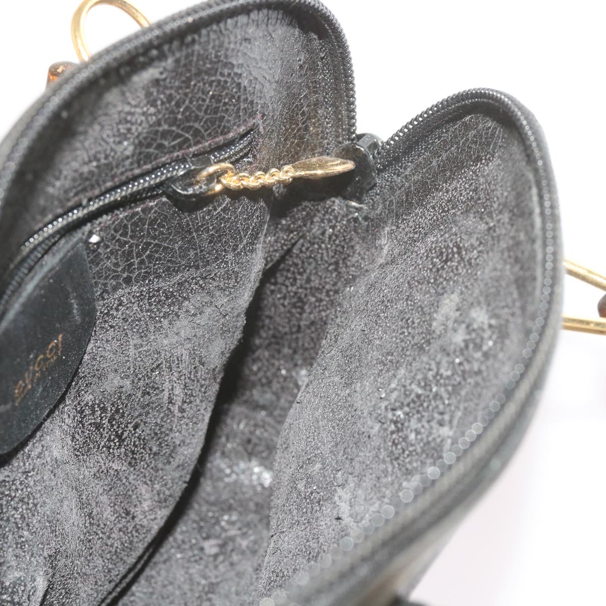 GUCCI Bamboo Hand Bag Leather 2way Black 007 2032 0231 61324