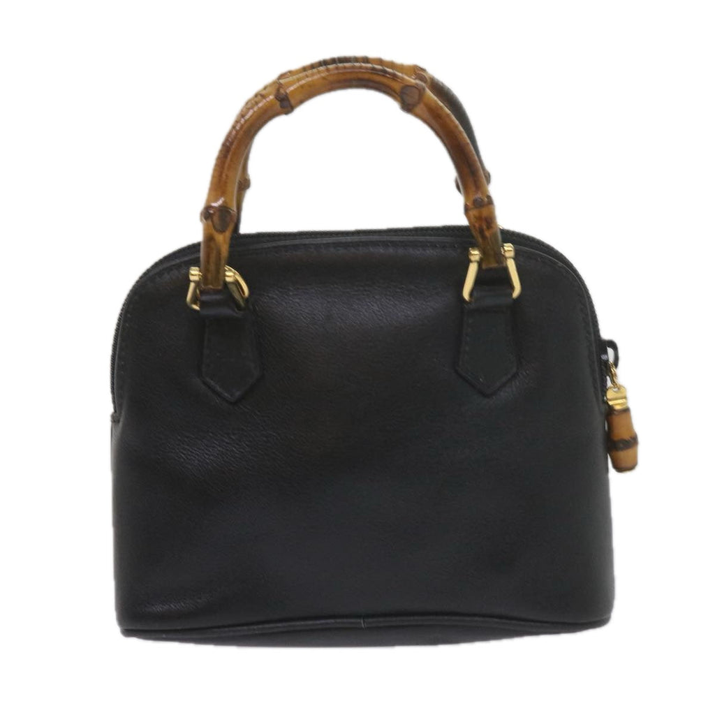 GUCCI Bamboo Hand Bag Leather 2way Black 007 2032 0231 61324