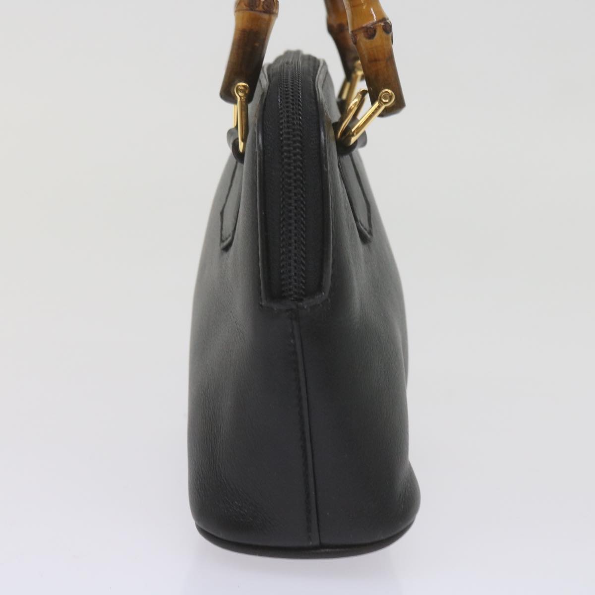 GUCCI Bamboo Hand Bag Leather 2way Black 007 2032 0231 61324