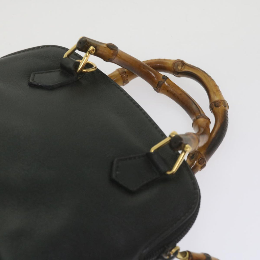 GUCCI Bamboo Hand Bag Leather 2way Black 007 2032 0231 61324