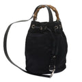 GUCCI Bamboo Hand Bag Nylon 2way Black 61327