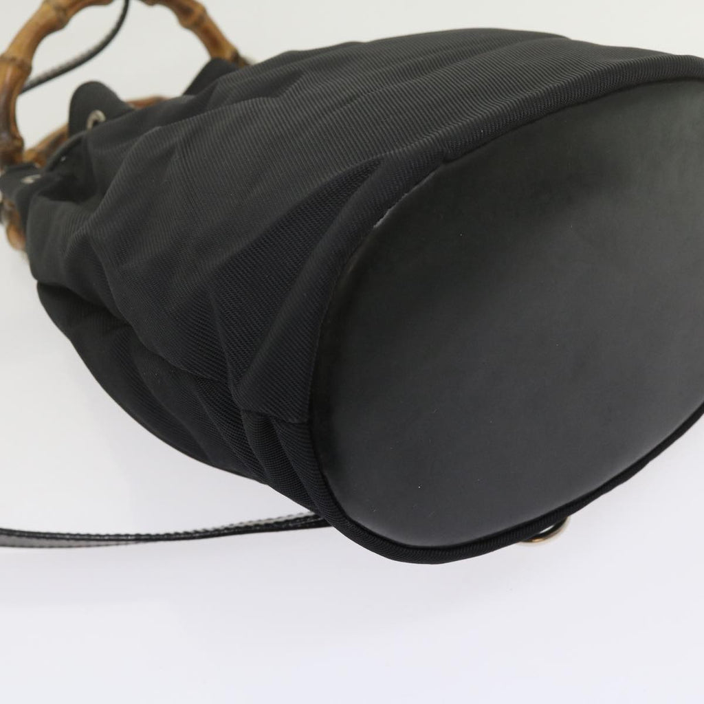 GUCCI Bamboo Hand Bag Nylon 2way Black 61327