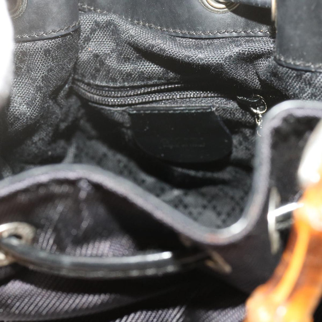 GUCCI Bamboo Hand Bag Nylon 2way Black 61327