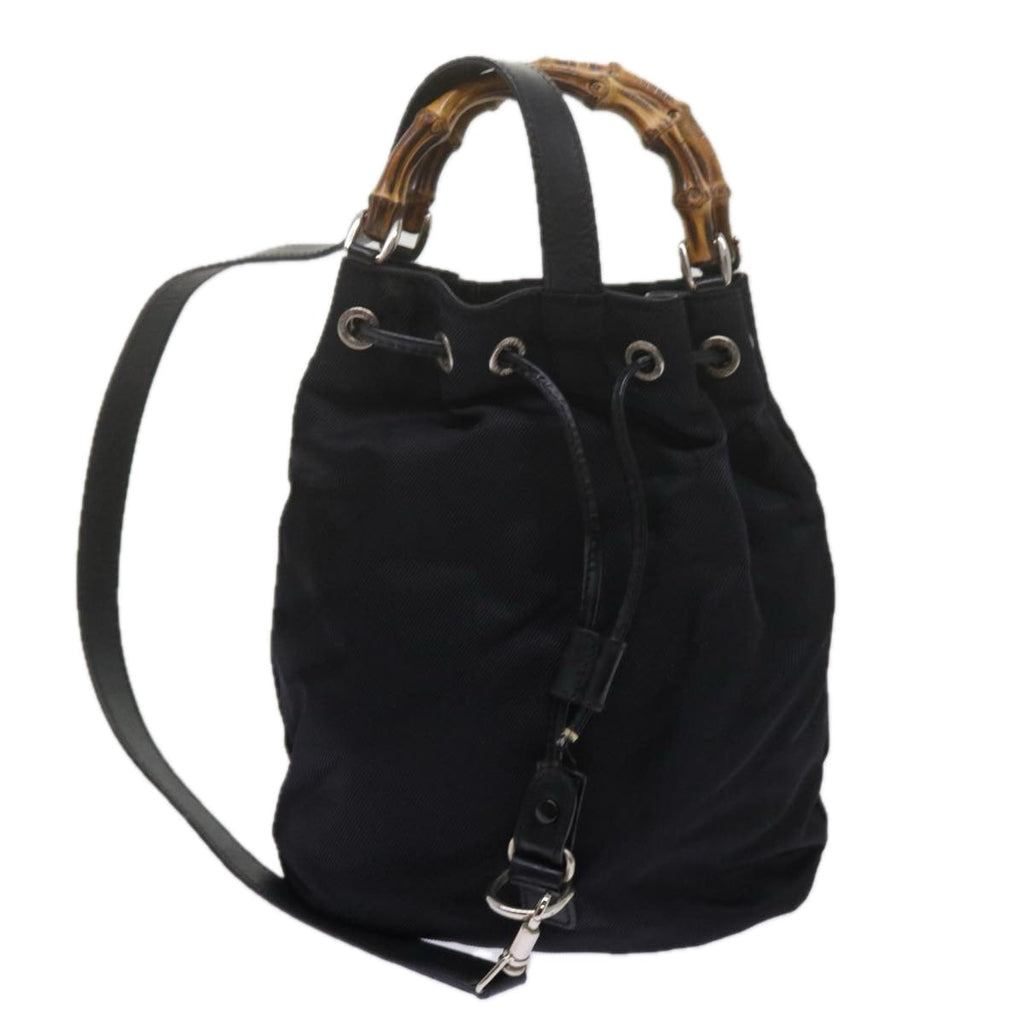 GUCCI Bamboo Hand Bag Nylon 2way Black 61327