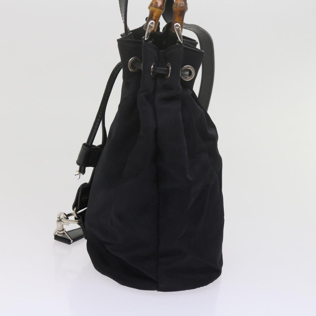 GUCCI Bamboo Hand Bag Nylon 2way Black 61327