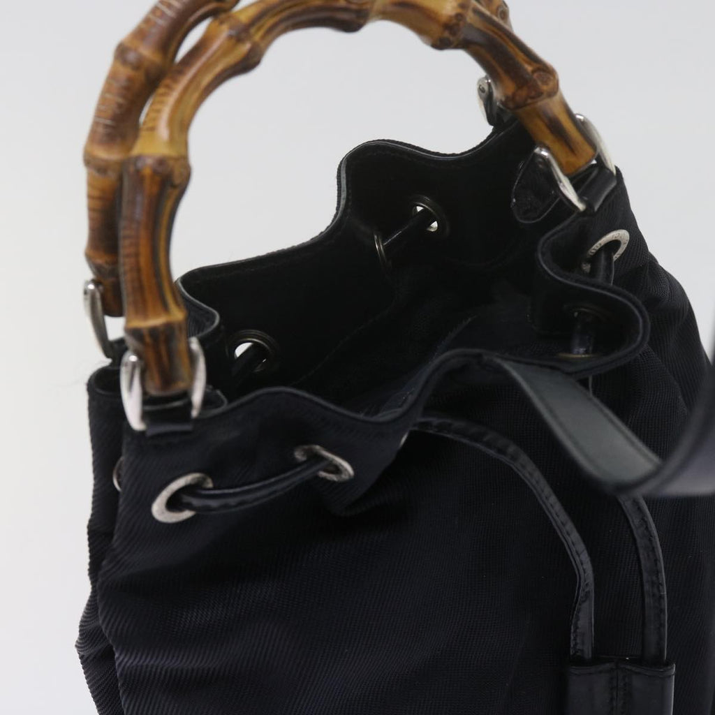 GUCCI Bamboo Hand Bag Nylon 2way Black 61327