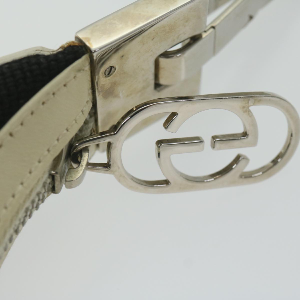 GUCCI Shoulder Bag Canvas White Black 001 3812 61341