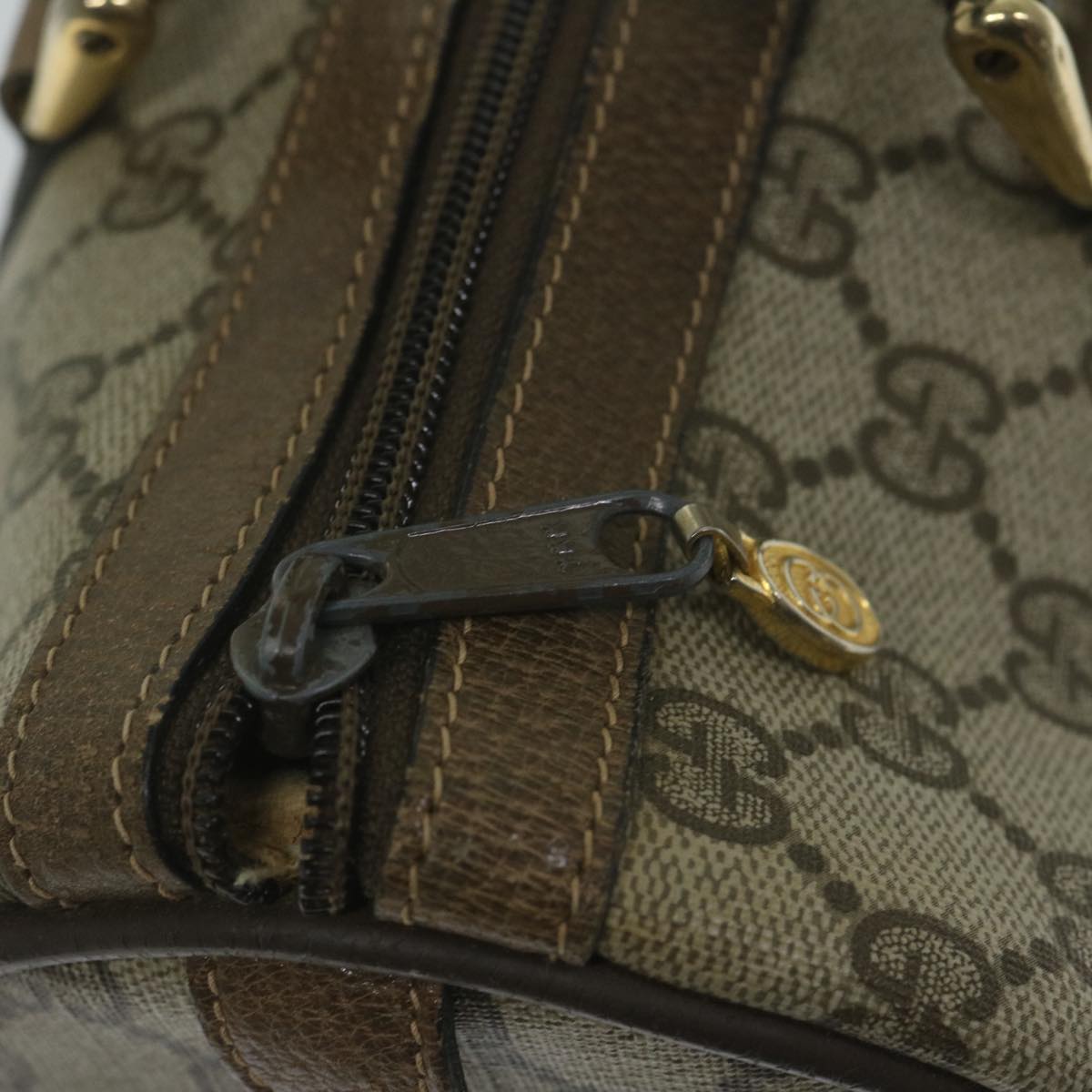 GUCCI GG Canvas Web Sherry Line Hand Bag PVC Beige Red Green 61347