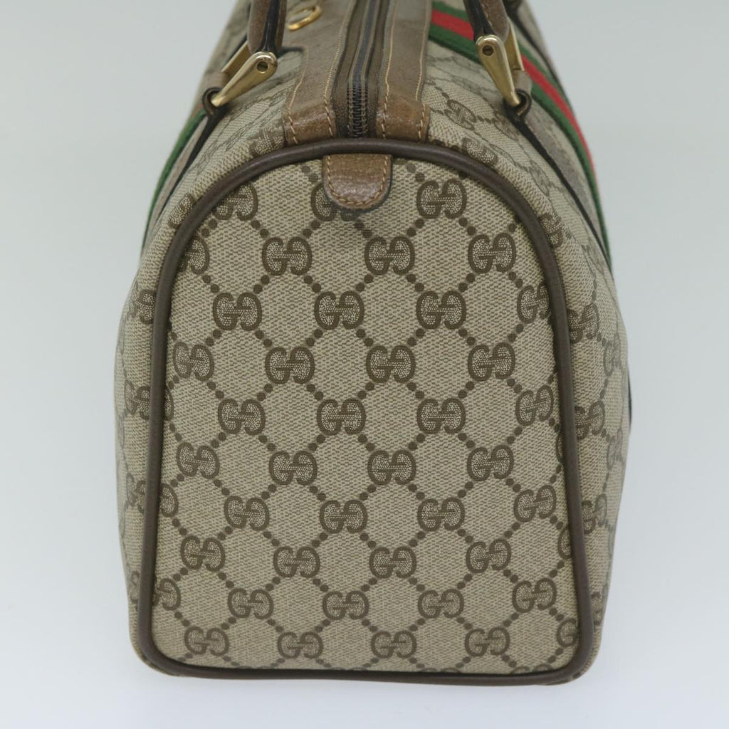 GUCCI GG Canvas Web Sherry Line Hand Bag PVC Beige Red Green 61347