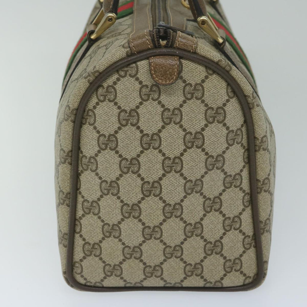 GUCCI GG Canvas Web Sherry Line Hand Bag PVC Beige Red Green 61347
