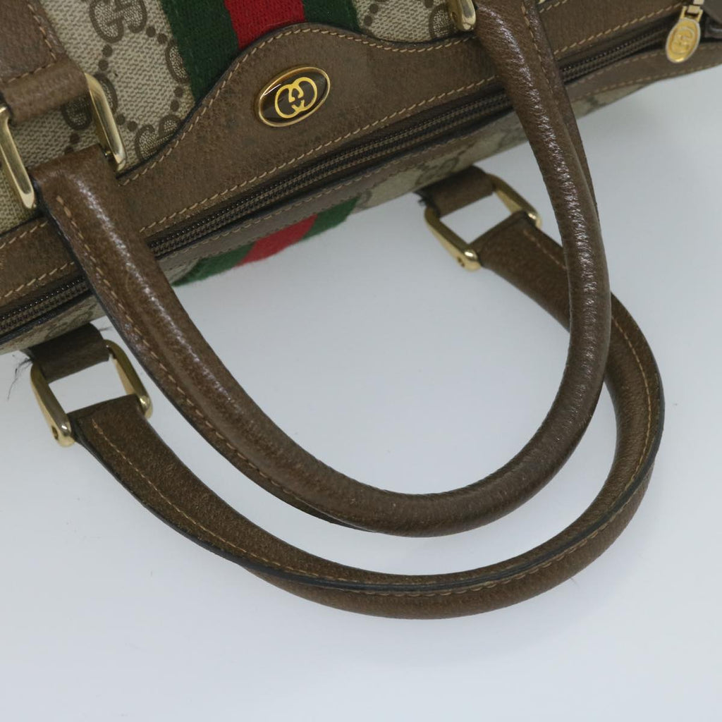 GUCCI GG Canvas Web Sherry Line Hand Bag PVC Beige Red Green 61347
