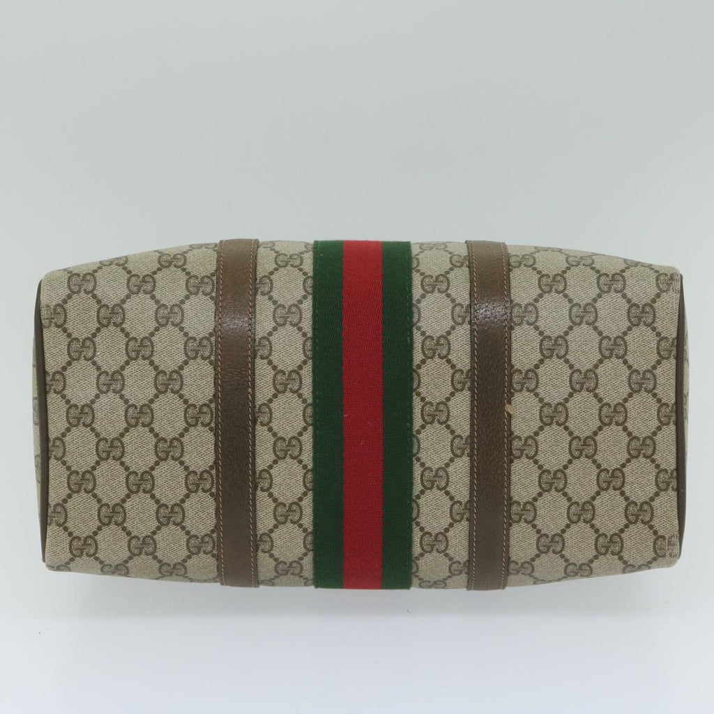 GUCCI GG Canvas Web Sherry Line Hand Bag PVC Beige Red Green 61347