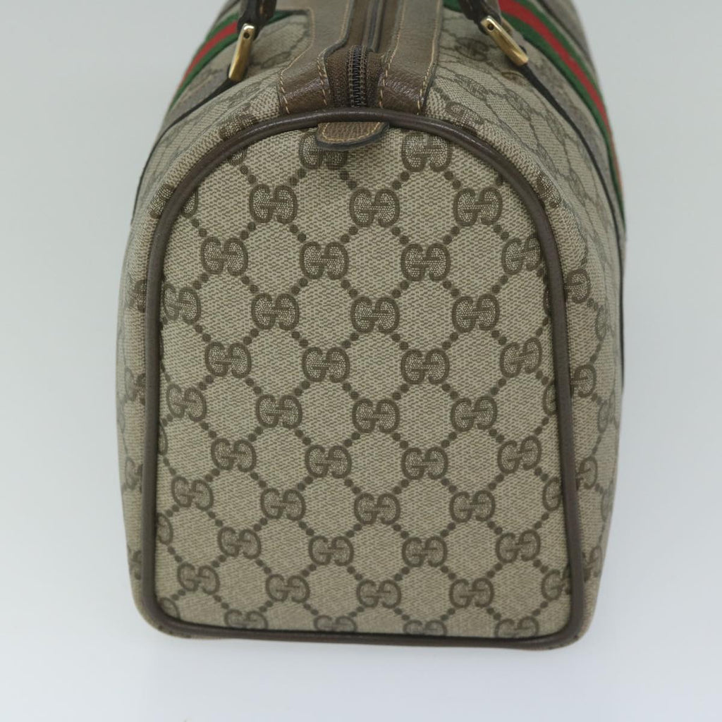 GUCCI GG Canvas Web Sherry Line Hand Bag PVC Beige Red Green 61348