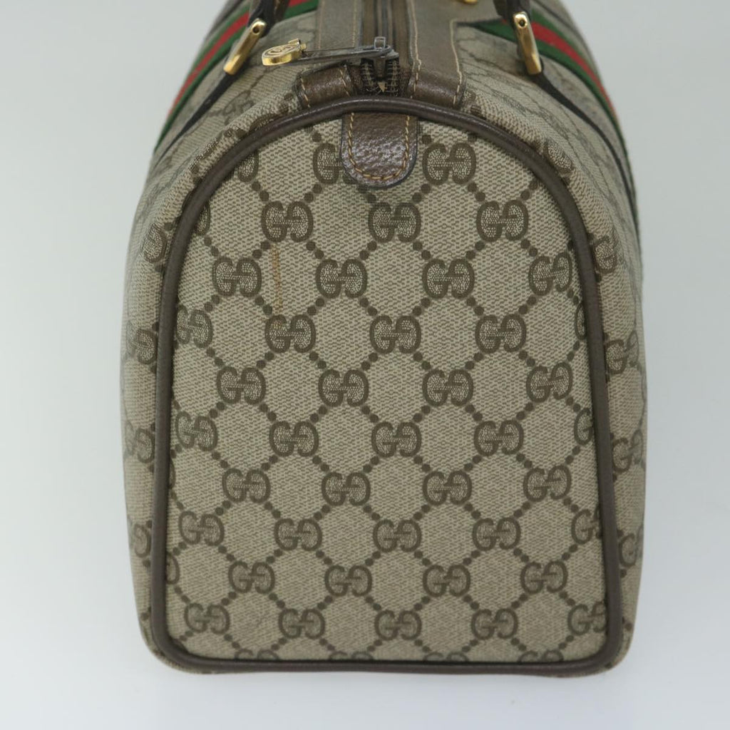 GUCCI GG Canvas Web Sherry Line Hand Bag PVC Beige Red Green 61348