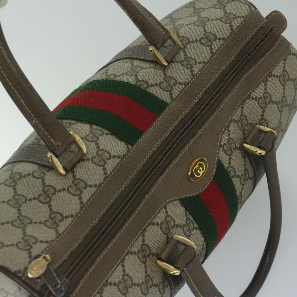 GUCCI GG Canvas Web Sherry Line Hand Bag PVC Beige Red Green 61348