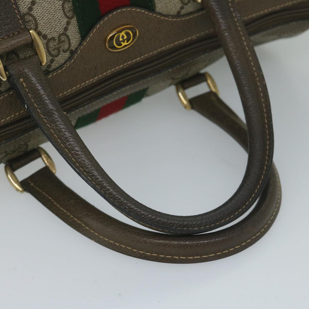 GUCCI GG Canvas Web Sherry Line Hand Bag PVC Beige Red Green 61348