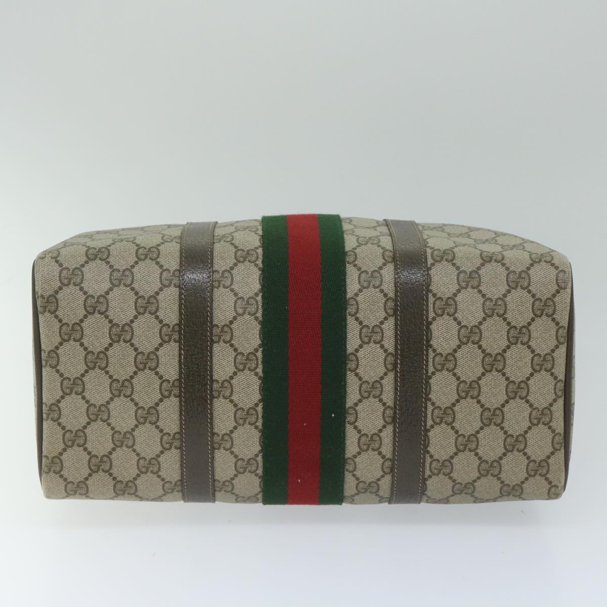 GUCCI GG Canvas Web Sherry Line Hand Bag PVC Beige Red Green 61348