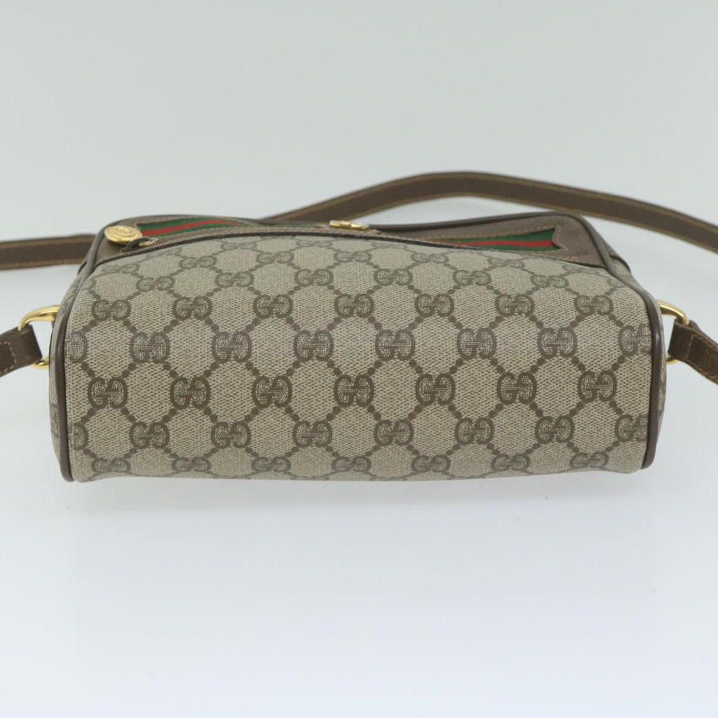 GUCCI GG Canvas Web Sherry Line Shoulder Bag PVC Beige Red Green 61350