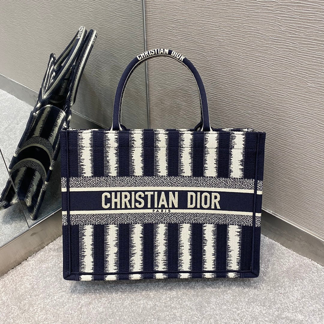 GLAMI MeGLAMIum Book Tote Blue D-Stripes Embroidery For Women 36cm/16.5in CD