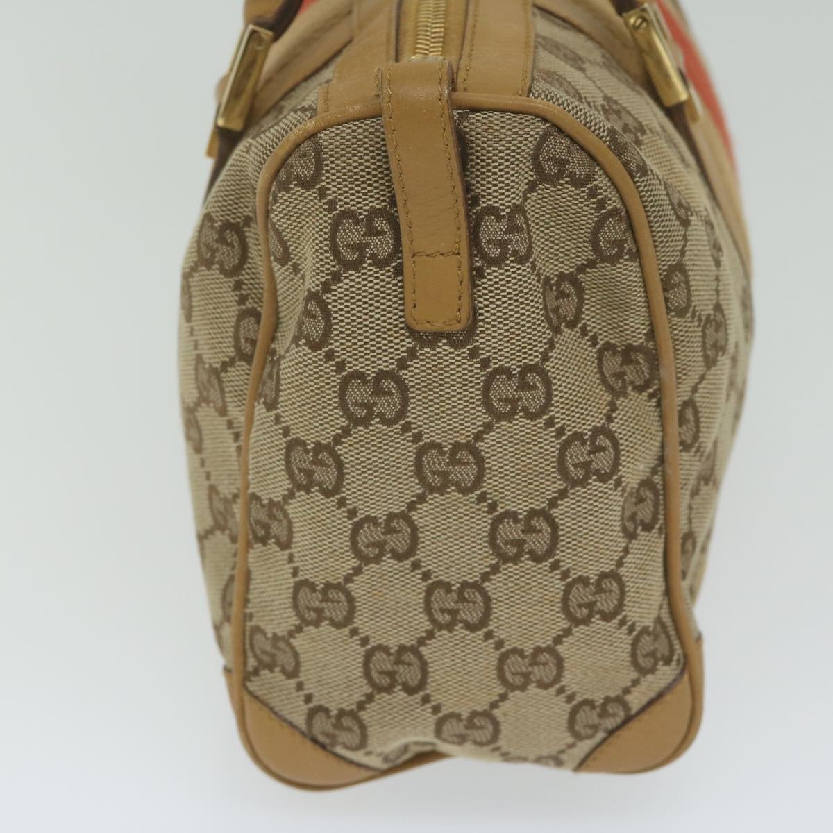 GUCCI GG Canvas Sherry Line Hand Bag Beige Red Brown 000 0851 61421