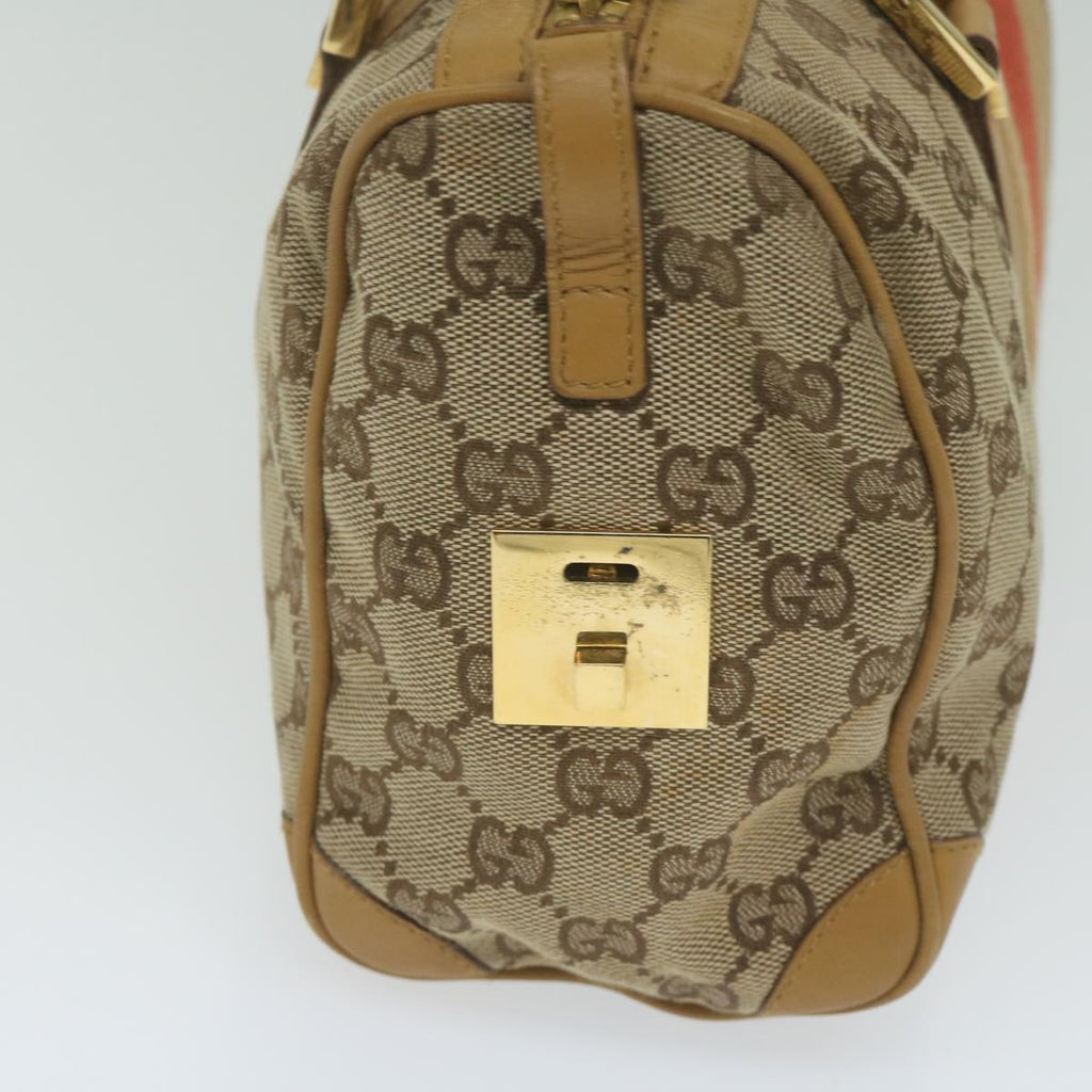 GUCCI GG Canvas Sherry Line Hand Bag Beige Red Brown 000 0851 61421
