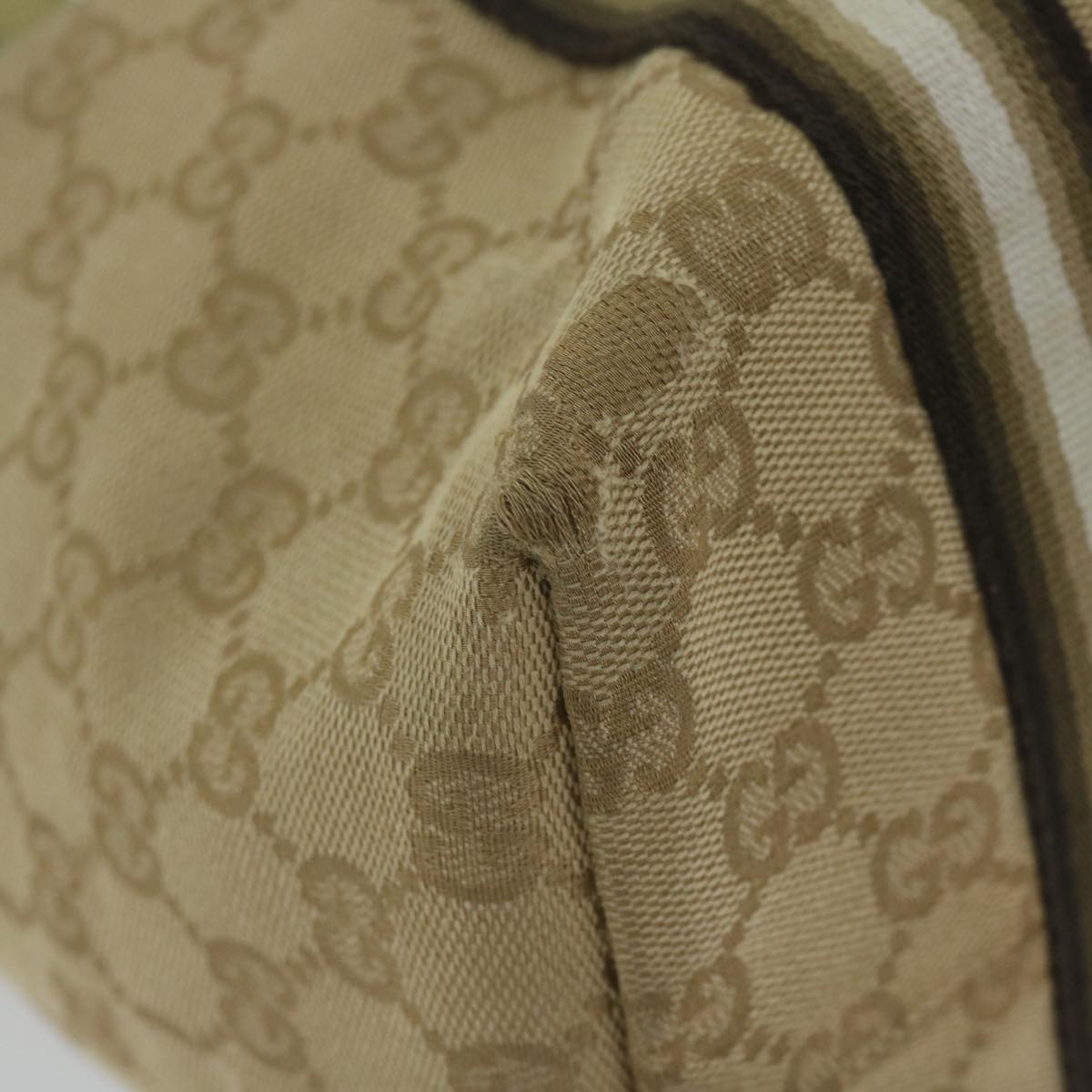 GUCCI GG Canvas Sherry Line Tote Bag Beige Black 137896 61423
