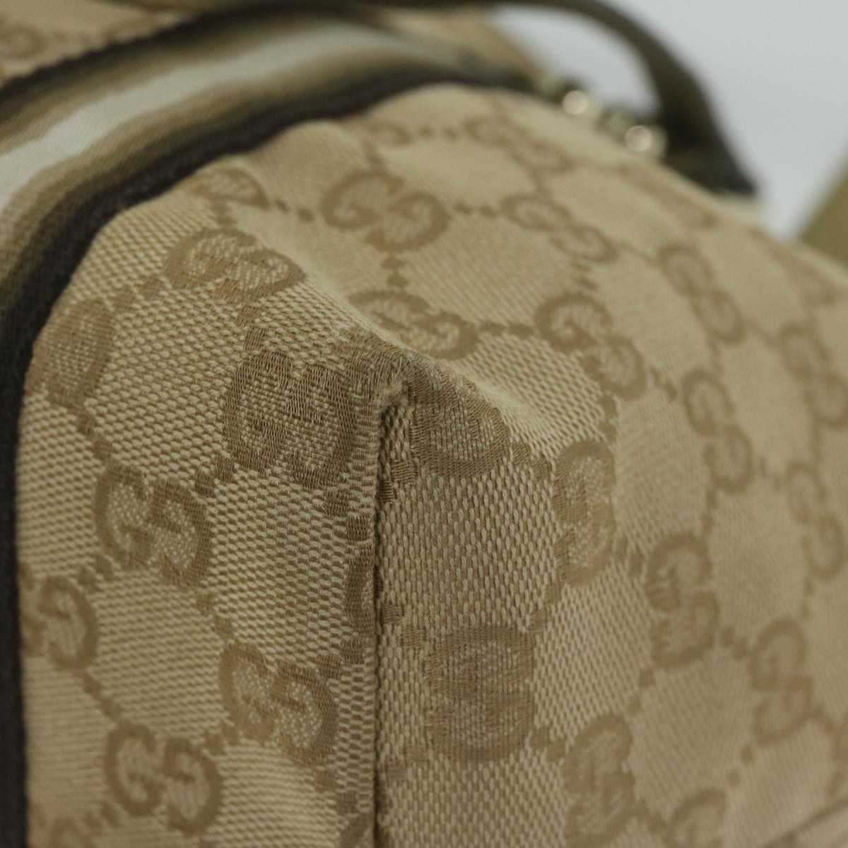 GUCCI GG Canvas Sherry Line Tote Bag Beige Black 137896 61423