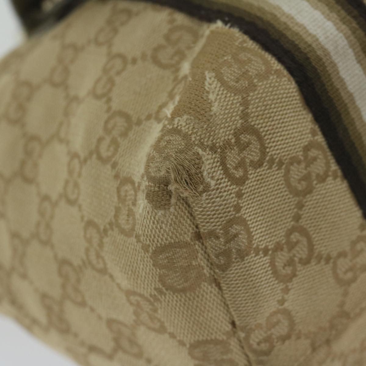 GUCCI GG Canvas Sherry Line Tote Bag Beige Black 137896 61423