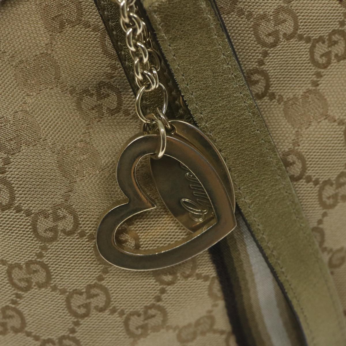 GUCCI GG Canvas Sherry Line Tote Bag Beige Black 137896 61423