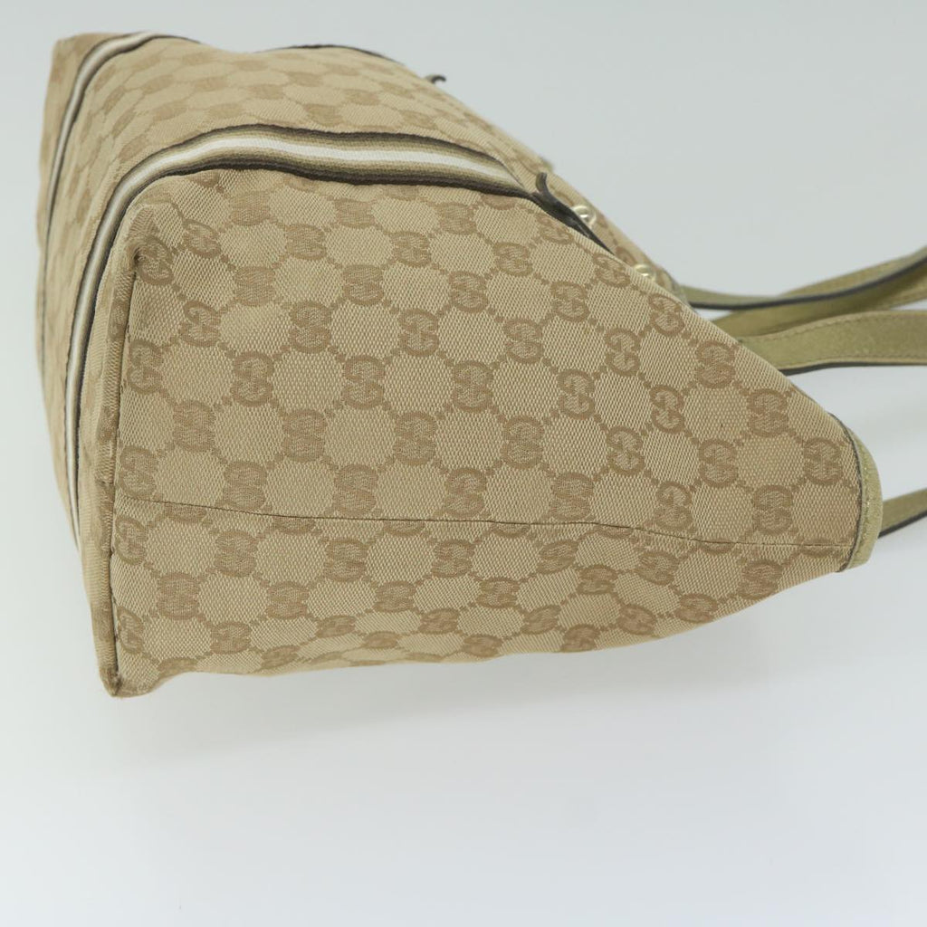 GUCCI GG Canvas Sherry Line Tote Bag Beige Black 137896 61423