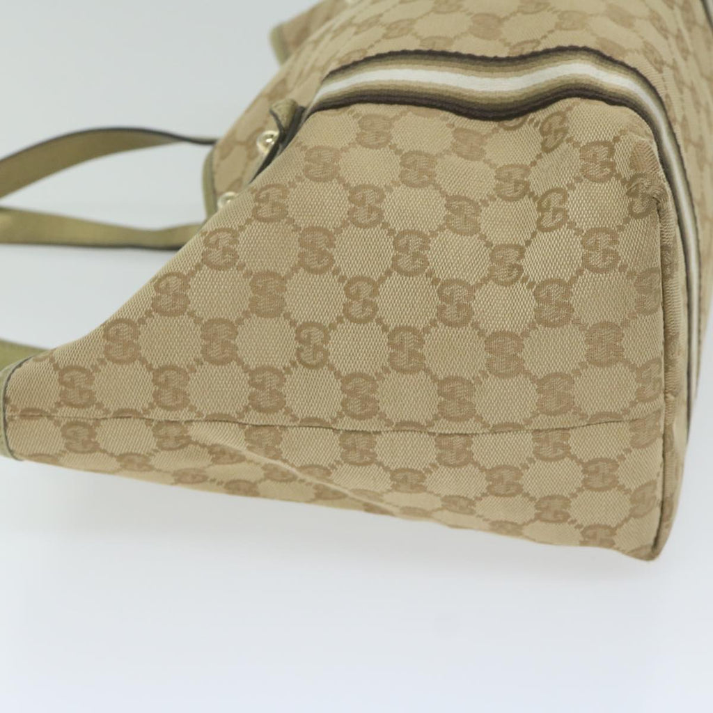 GUCCI GG Canvas Sherry Line Tote Bag Beige Black 137896 61423