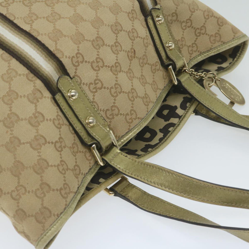 GUCCI GG Canvas Sherry Line Tote Bag Beige Black 137896 61423