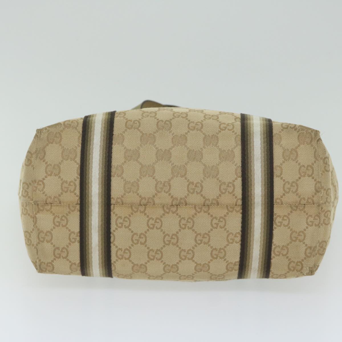 GUCCI GG Canvas Sherry Line Tote Bag Beige Black 137896 61423