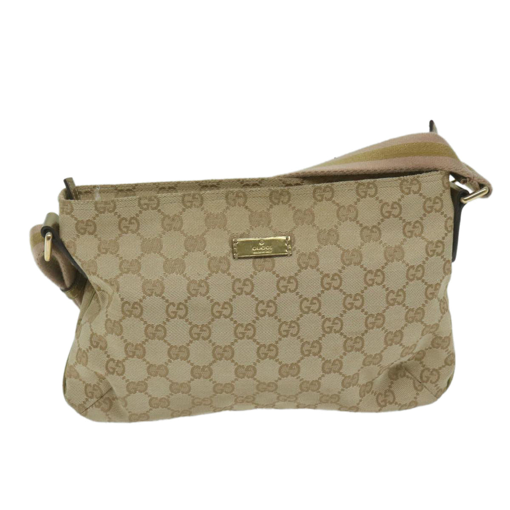 GUCCI GG Canvas Sherry Line Shoulder Bag Beige Gold 189749 61429