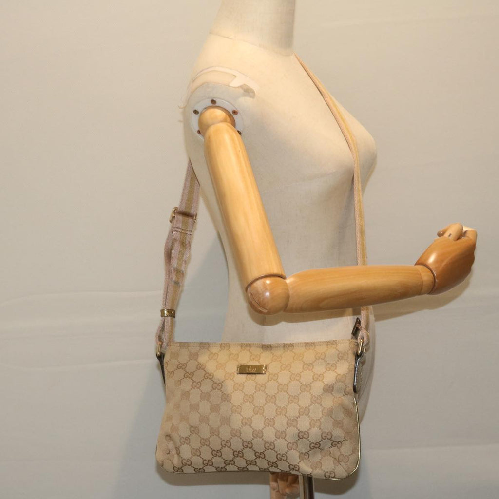 GUCCI GG Canvas Sherry Line Shoulder Bag Beige Gold 189749 61429