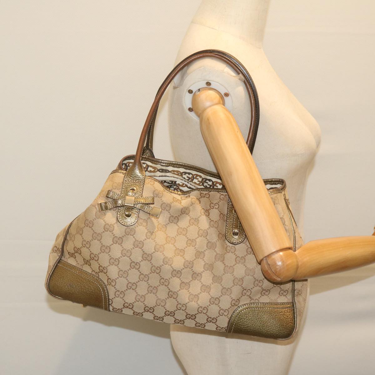 GUCCI GG Canvas Tote Bag Beige 163805 61430