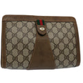 GUCCI GG Supreme Web Sherry Line Clutch Bag Beige Red Green 89 01 032 61455