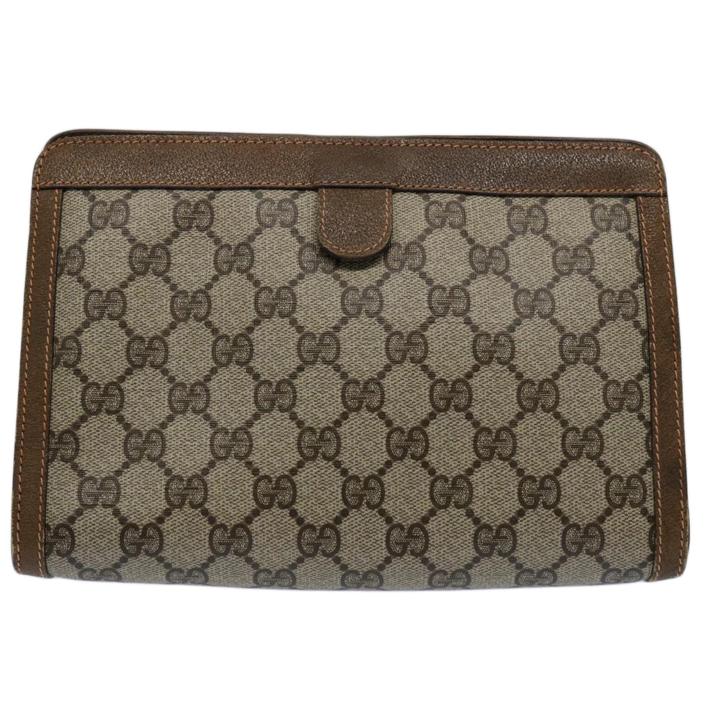GUCCI GG Supreme Web Sherry Line Clutch Bag Beige Red Green 89 01 032 61455